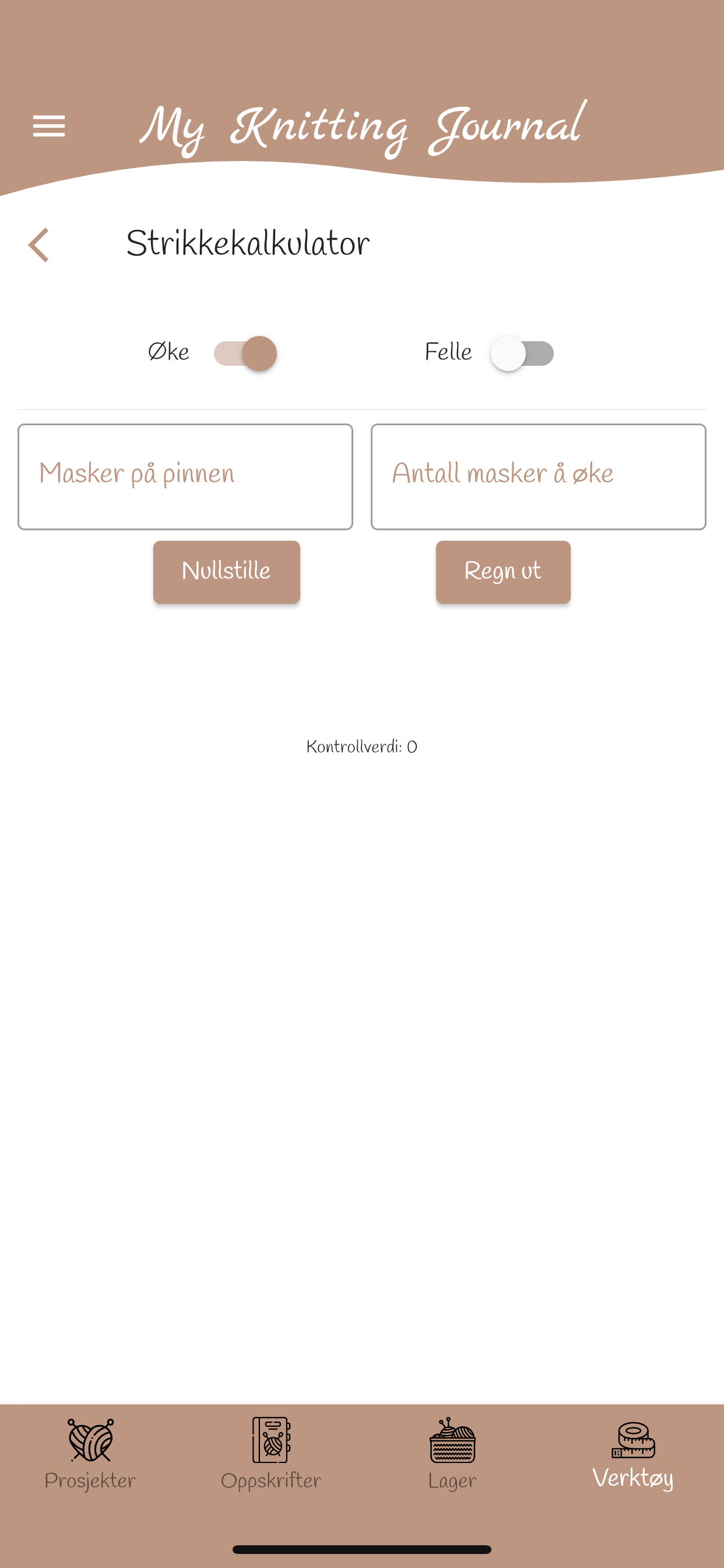 Knitting calculator for increase / decreasee